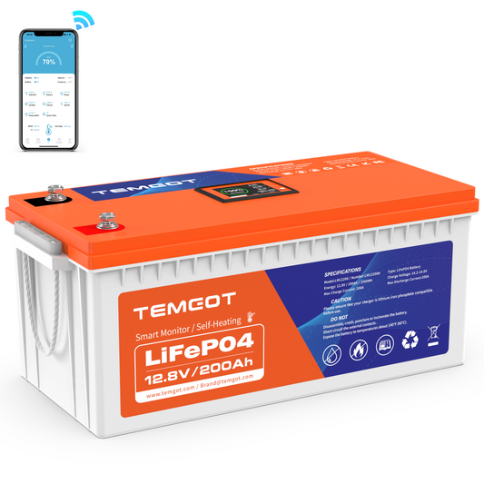 Temgo 12V 200Ah Self-Heating Lithium Battery