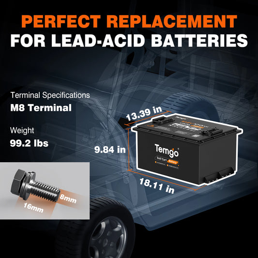 Temgo 48V 100Ah Lithium Golf Cart Battery & SPCC