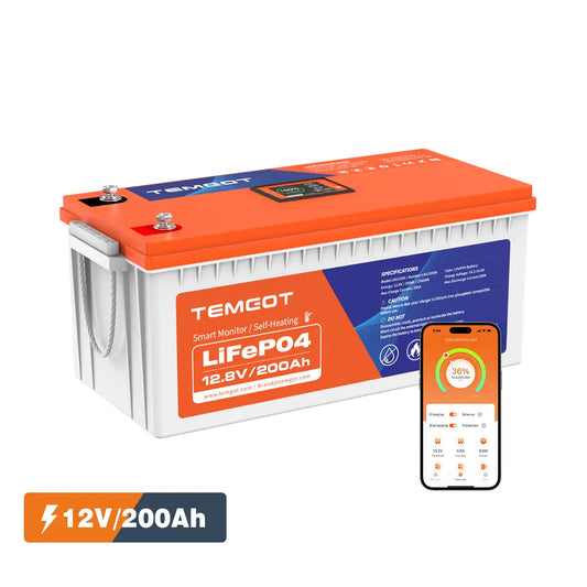 Temgo LiFePO4 12V 200Ah Self-Heating Battery
