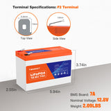 Temgo 12V 7Ah Rechargeable LiFePO4 Battery