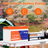 Temgo 12V 100Ah Lithium Battery With LCD Screen 100% Use of Battery Energy