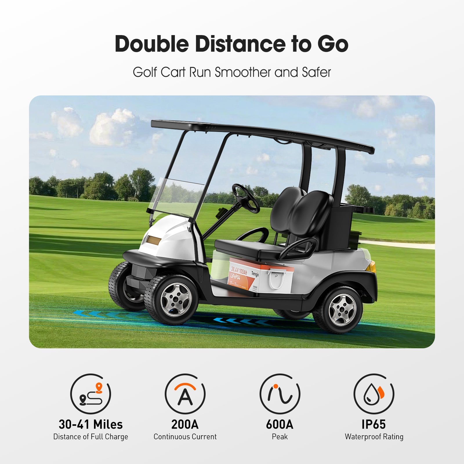 Temgo 36V 100Ah Lithium Golf Cart Battery & ABS Shell
