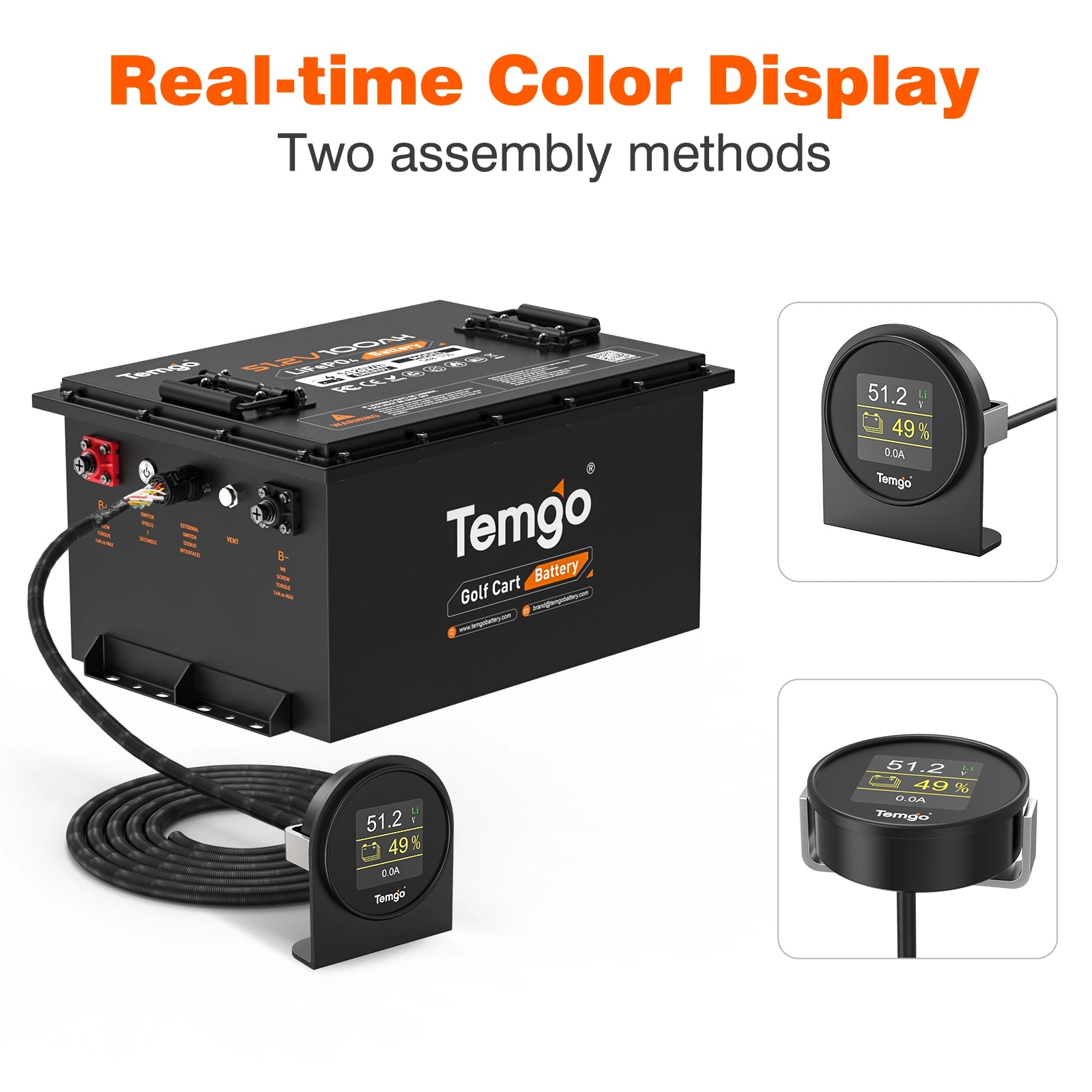 Temgo 48V 100Ah Lithium Golf Cart Battery  & SPCC