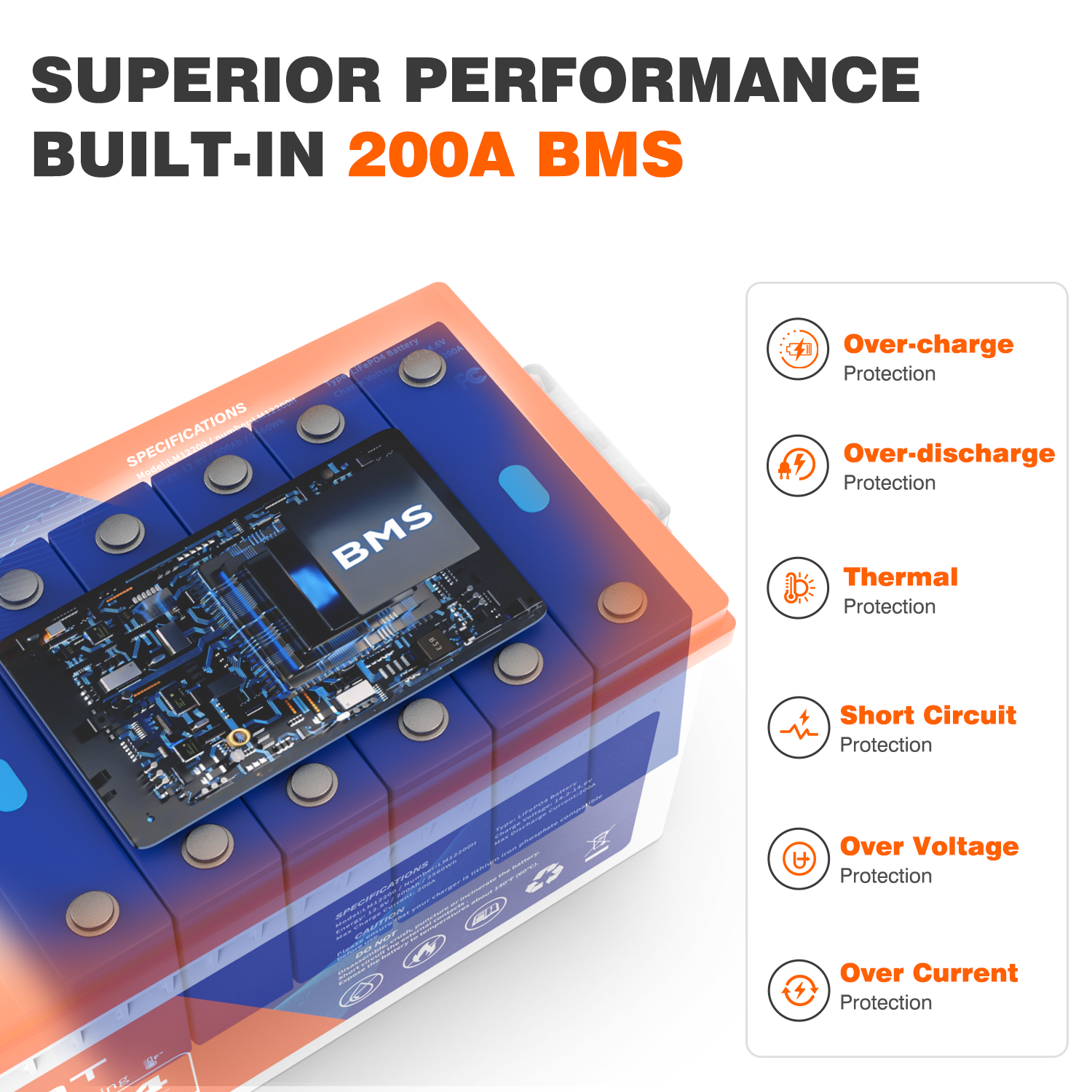 Temgo 12V 200Ah Self-Heating Lithium Battery
