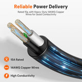 125V 15A AC Power Inlet Port Plug with 16.5in Cord & 9.84ft Extension Cable, Waterproof Cap, 14AWG, Golf Cart & Outdoor Charging Socket Kit