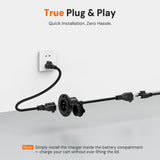 125V 15A AC Power Inlet Port Plug with 16.5in Cord & 9.84ft Extension Cable, Waterproof Cap, 14AWG, Golf Cart & Outdoor Charging Socket Kit